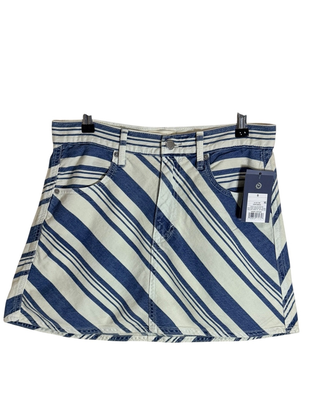 NWT Universal Thread Striped Denim Mini Skirt Size 8 - Picture 2 of 10